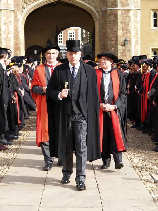 Cambridge, England: Trinity College: installation of new Master, Greg Winter (at right)