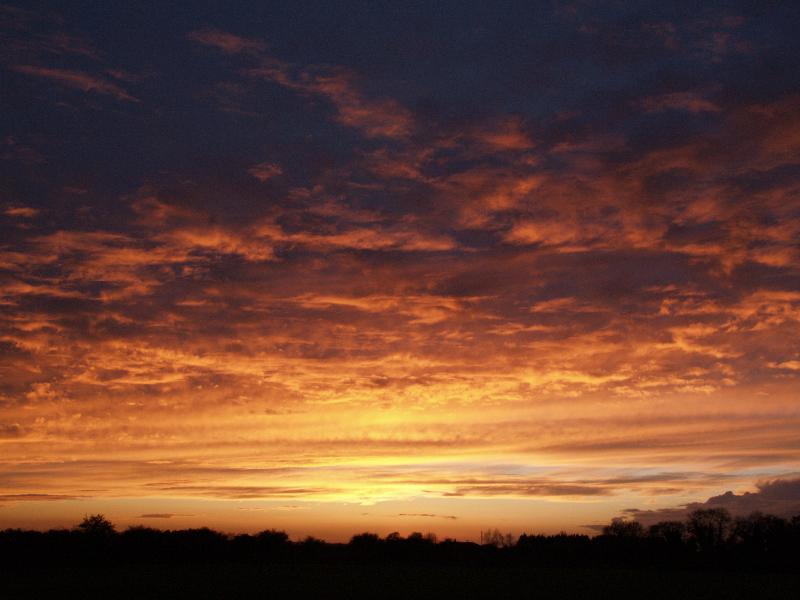 Cambridge, England: field at end of Brownlow Road: sunset