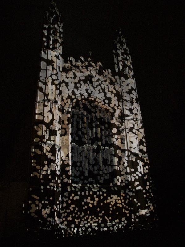 Cambridge, England: King's College: chapel light show, Plenum (artist Simeon Nelson, composer Nick Rothwell and computer artist Rob Godman)