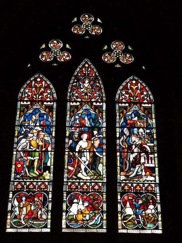 Lichfield, England: Lichfield Cathedral: David and Goliath (ca. 1862, Clayton and Bell)