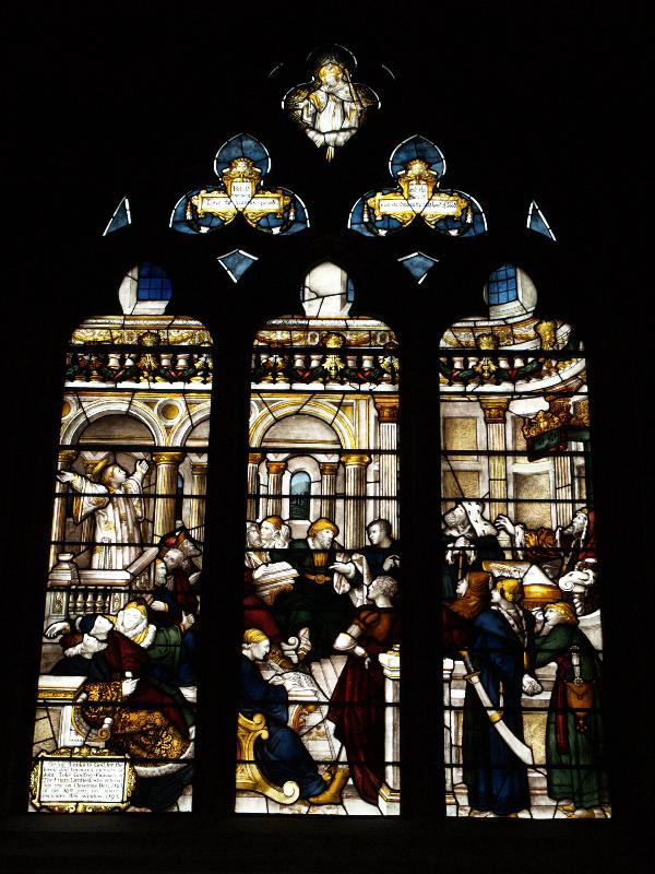 Lichfield, England: Lichfield Cathedral: St Stephen Preaching to the Sanhedrin (1895, Kempe)