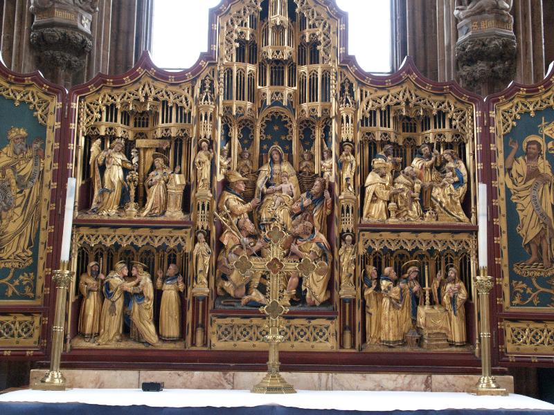 Lichfield, England: Lichfield Cathedral: Lady Chapel reredos (ca. 1895, Kempe and Zwink)