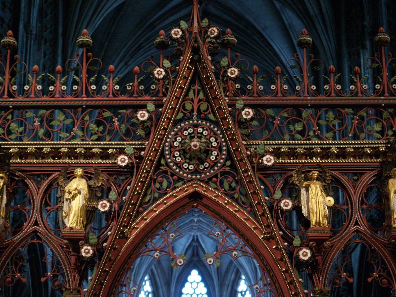 Lichfield, England: Lichfield Cathedral: Quire screen detail (architect, George Gilbert Scott)