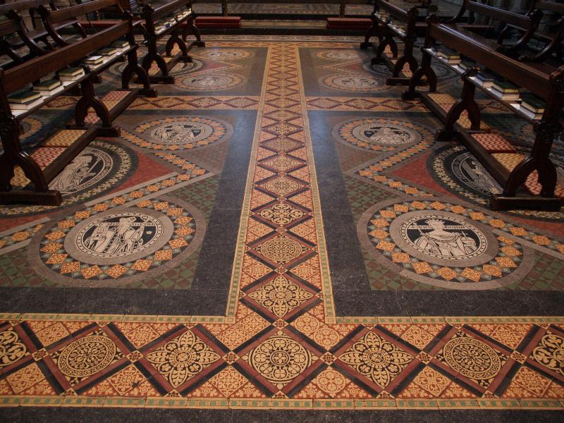 Lichfield, England: Lichfield Cathedral: Presbytery floor, Minton tiles, 19th century