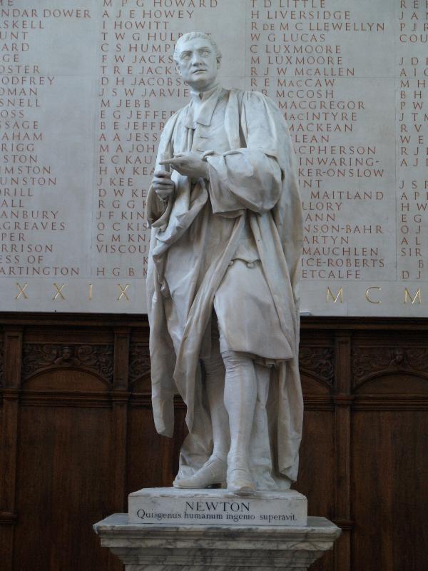 Cambridge, England: Trinity College: statue of Isaac Newton in chapel (1755, sculptor Louis Francois Roubiliac)