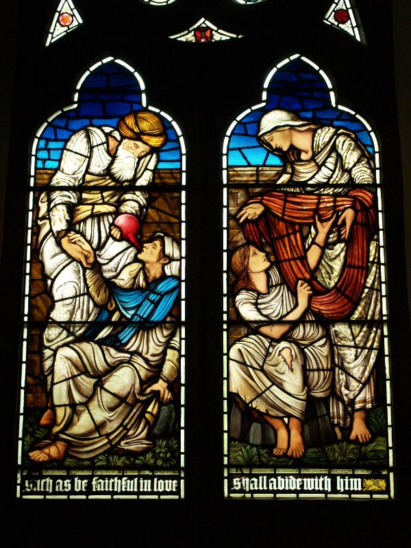 London, England: Rosslyn Hill Unitarian Chapel: Good Samaritan, Dorcas (1888, Edward Burne-Jones)