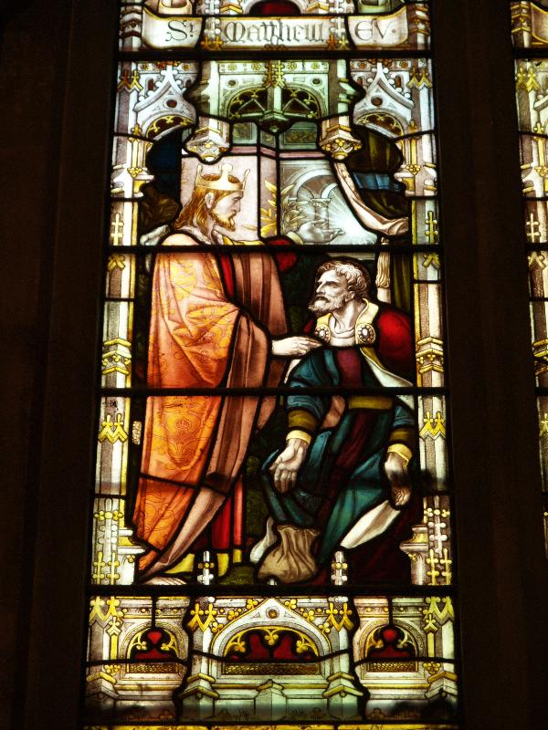 London, England: Rosslyn Hill Unitarian Chapel: Parable of the Talents (1886, Frederick Wilson and Edward Hammond)