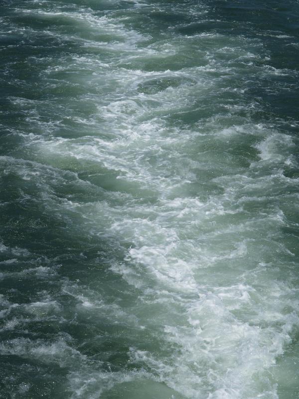 Woods Hole, Massachusetts (MA): Vineyard Sound: water wake at back of ferry to Martha's Vineyard