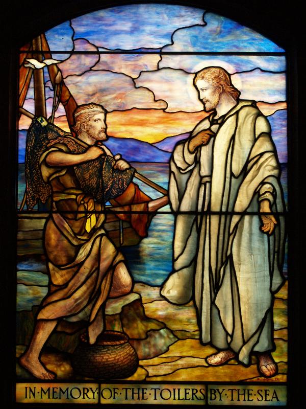 Edgartown, Massachusetts (MA): St Andrew's Episcopal Church: Christ and St Andrew (1927, Tiffany Studios)