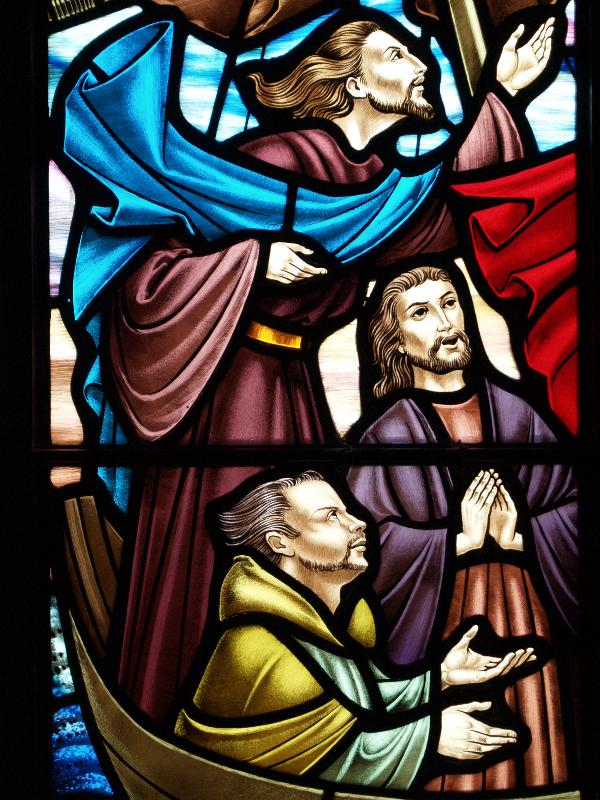 Edgartown, Massachusetts (MA): St Andrew's Episcopal Church: Disciples at the calming of the storm (Wippell Mowbray Studios)