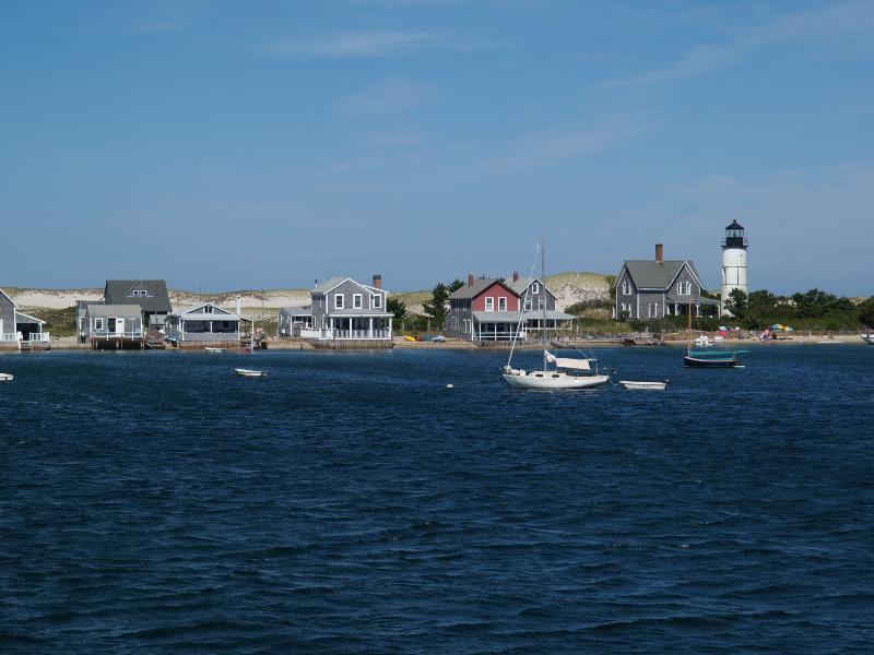 Sandy Neck Colony, Massachusetts (MA): houses and lighthouse: view