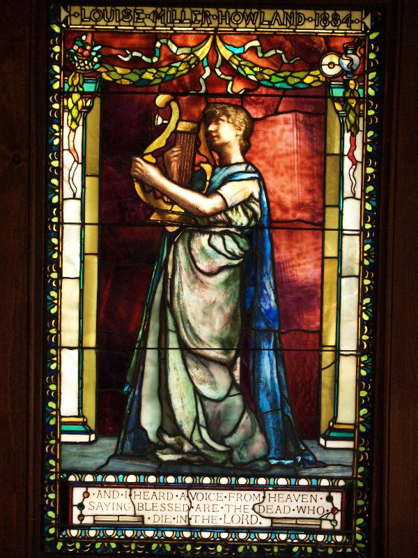 Southampton, New York (NY): St. Andrew's Dune Church: Woman holding a small harp (John La Farge)