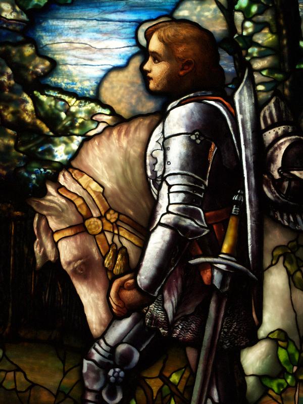 Southampton, New York (NY): St. Andrew's Dune Church: Sir Galahad, detail (1902, Tiffany Studios)