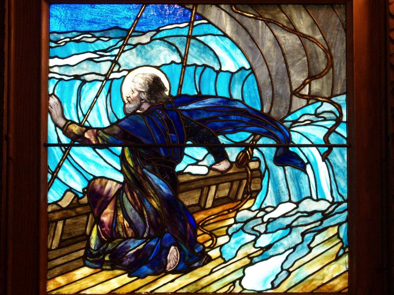 Quogue, New York (NY): Church of the Atonement: St Paul (from St Paul and an angel in stormy sea) (1902, unknown maker)