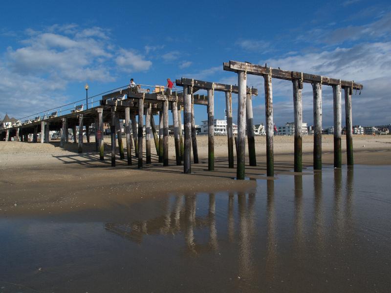 Ocean Grove, New Jersey (NJ): Boardwalk: view of pier (post Sandy)