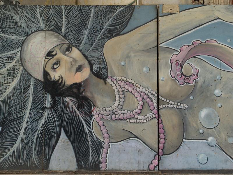 Asbury Park, New Jersey (NJ): Casino: mural of woman (mermaid) (2008, artist porkchop)