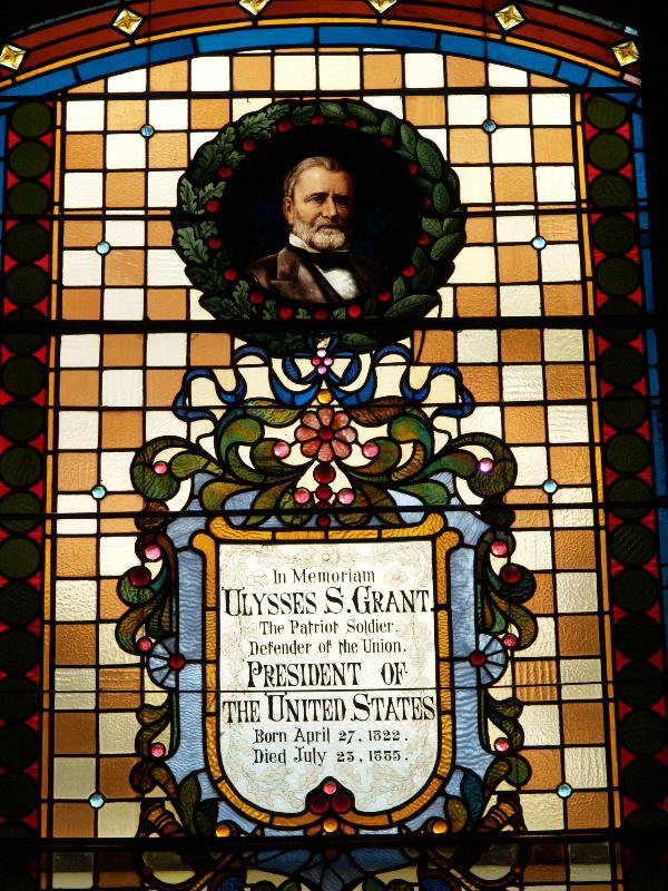Asbury Park, New Jersey (NJ): Asbury Park Public Library: Ulysses S Grant window, detail (1886, Alfred Godwin)