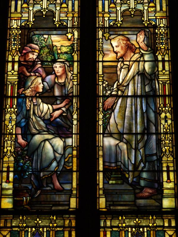 Simsbury, Connecticut (CT): Simsbury United Methodist Church: Christ Raising Jairus' Daughter (1918, Tiffany Studios)