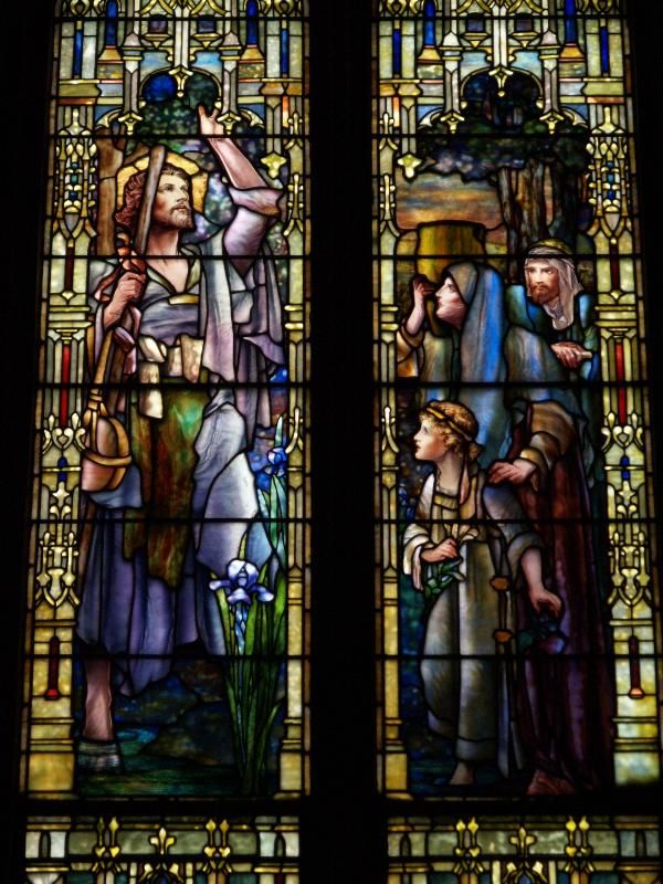 Simsbury, Connecticut (CT): Simsbury United Methodist Church: John the Baptist Preaching (1918, Tiffany Studios)