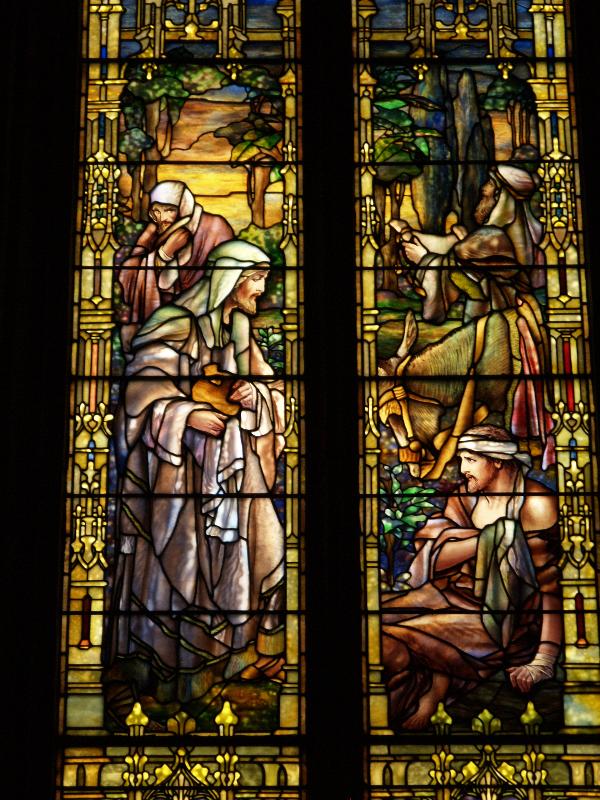 Simsbury, Connecticut (CT): Simsbury United Methodist Church: The Good Samaritan (1918, Tiffany Studios)