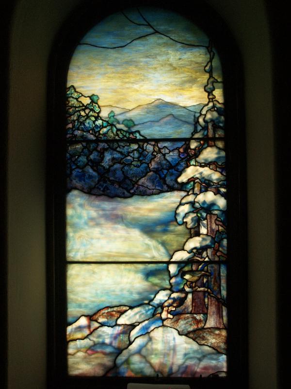 Norfolk, Connecticut (CT): Church of Christ Congregational, Battell Chapel: Winter (1928, Tiffany Studios)