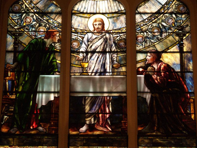 Fitchburg, Massachusetts (MA): Christ Church: Supper at Emmaus (1896, Tiffany Glass and Decorating Company)
