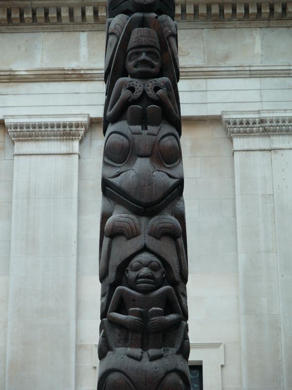 London, England: British Museum: house frontal pole, detail (about 1850, Haida)