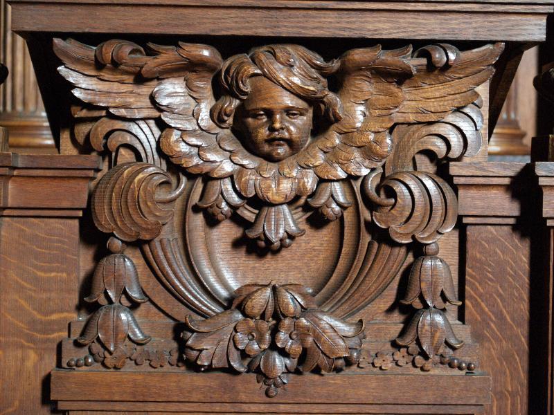 Cambridge, England: Sidney Sussex College: chapel, woodwork