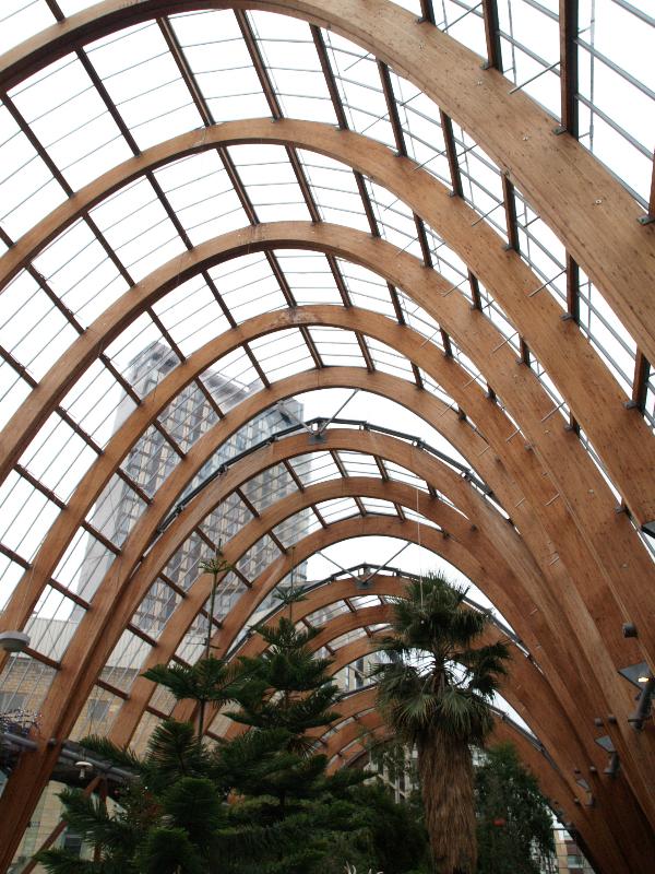 Sheffield, England: Winter Garden: roof structure (2003, Pringle Richards Sharratt Architects, structural engineer Buro Happold)