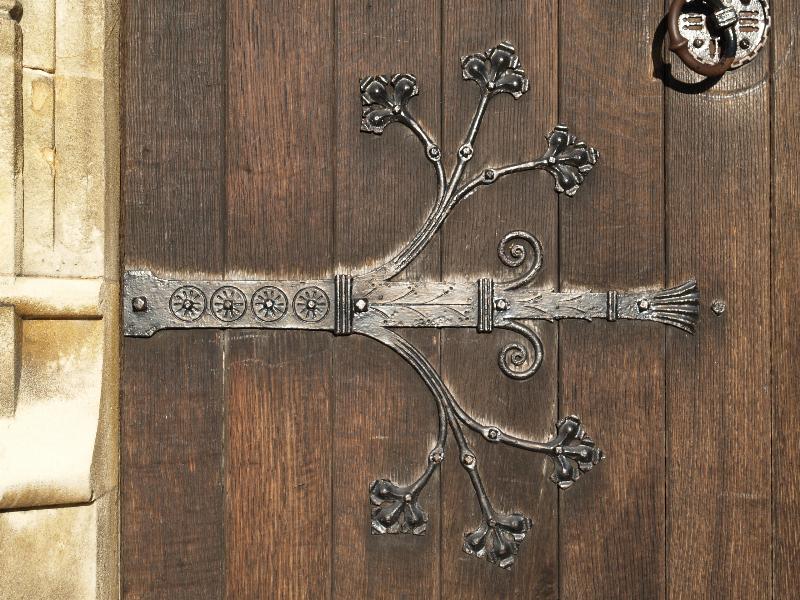 Cambridge, England: Trinity College: chapel, door ironwork