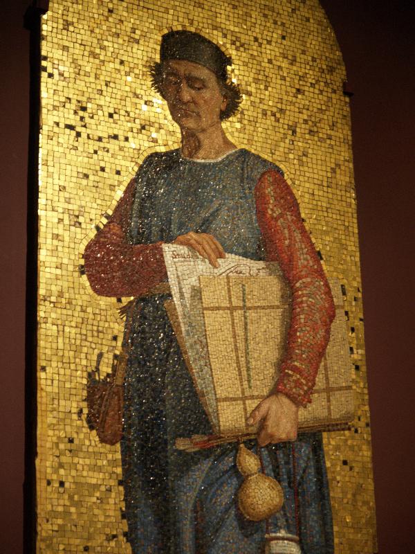 London, England: Victoria and Albert Museum: Benozzo Gozzoli (ca. 1865, artist Edward Armitage, made by Salviati)