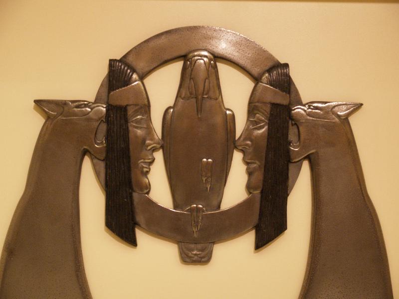 London, England: Victoria and Albert Museum: fire basket, detail (1930, Charles Sargeant Jagger)