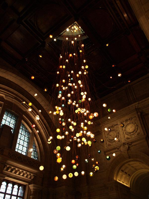London, England: Victoria and Albert Museum: light installation, from side (2013, Omer Arbel for Bocci)
