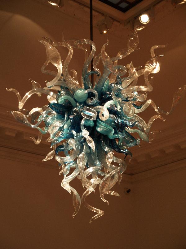 London, England: New Bond Street, Halcyon Gallery: Lumiere Blue Chandelier (glass artist Dale Chihuly)