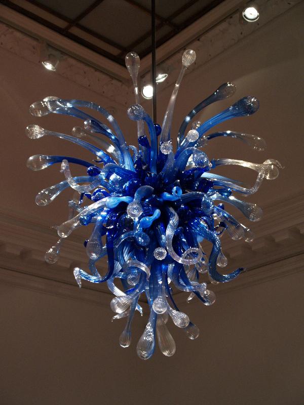 London, England: New Bond Street, Halcyon Gallery: Cerulean Cobalt Chandelier (glass artist Dale Chihuly)