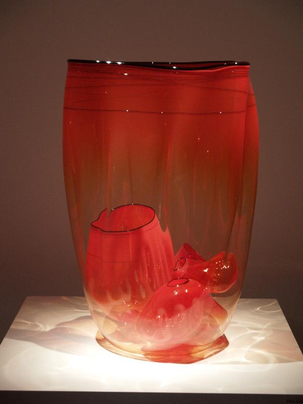 London, England: New Bond Street, Halcyon Gallery: Fire Orange Basket Set (glass artist Dale Chihuly)