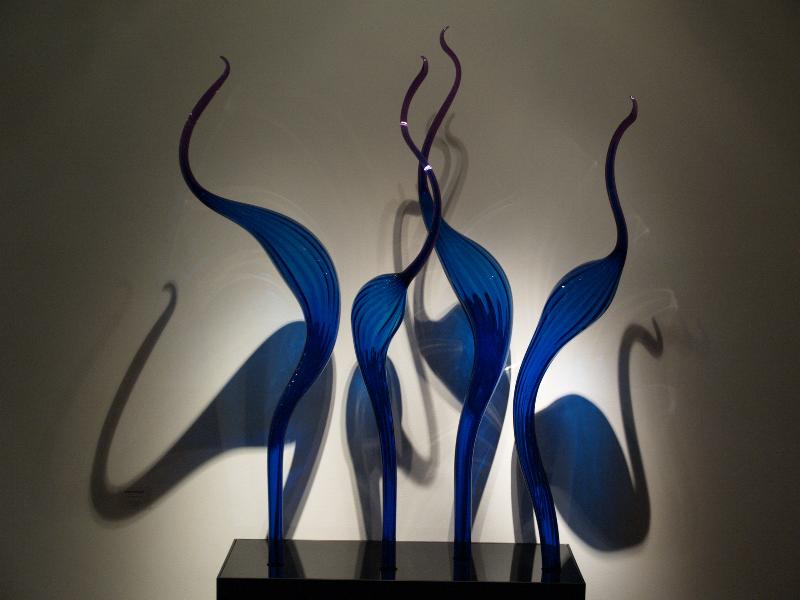 London, England: New Bond Street, Halcyon Gallery: Saxony Blue Marlins (glass artist Dale Chihuly)