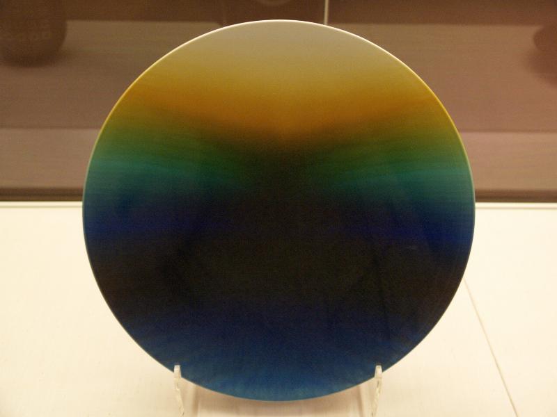 London, England: British Museum: porcelain dish, Dawn (1992, artist Tokuda Yasokichi III)