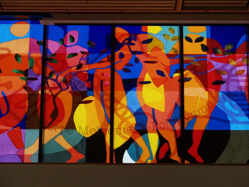 Cambridge, England: Coleridge Community College: The 9 Muses, central section (2013, artist Martin Donlin)