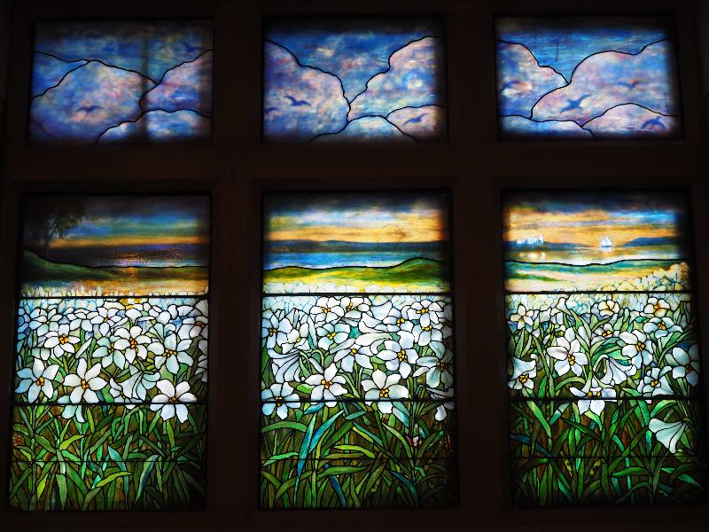 Utica, New York (NY): Grace Church: landscape (Bermuda) (1931, Tiffany Studios)