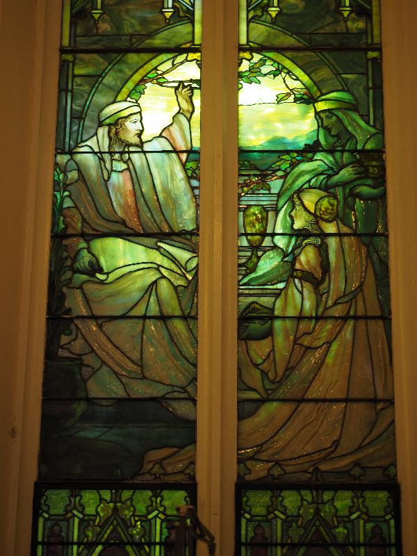 Utica, New York (NY): Westminster Presbyterian Church: Christ in House of Mary and Martha (1910, Tiffany Studios)