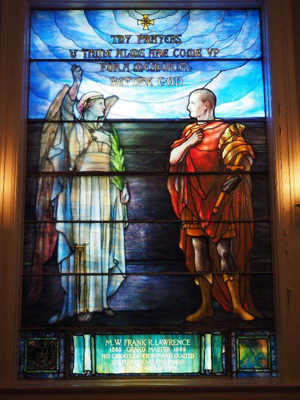 Utica, New York (NY): Tompkins Memorial Chapel (Masonic Care Community): Cornelius and the Angel (1911, Tiffany Studios)