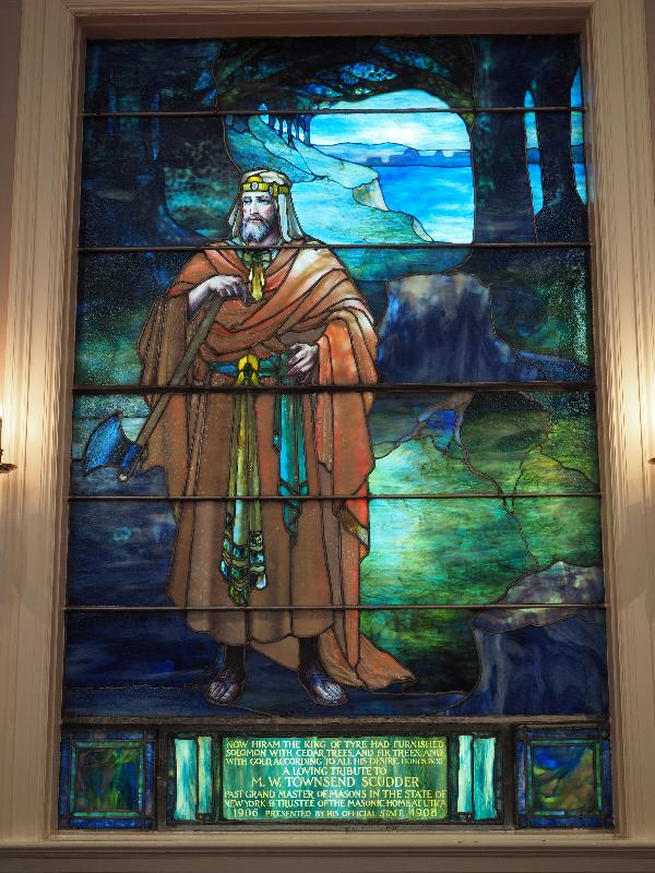 Utica, New York (NY): Tompkins Memorial Chapel (Masonic Care Community): Hiram King of Tyre (1911, Tiffany Studios)