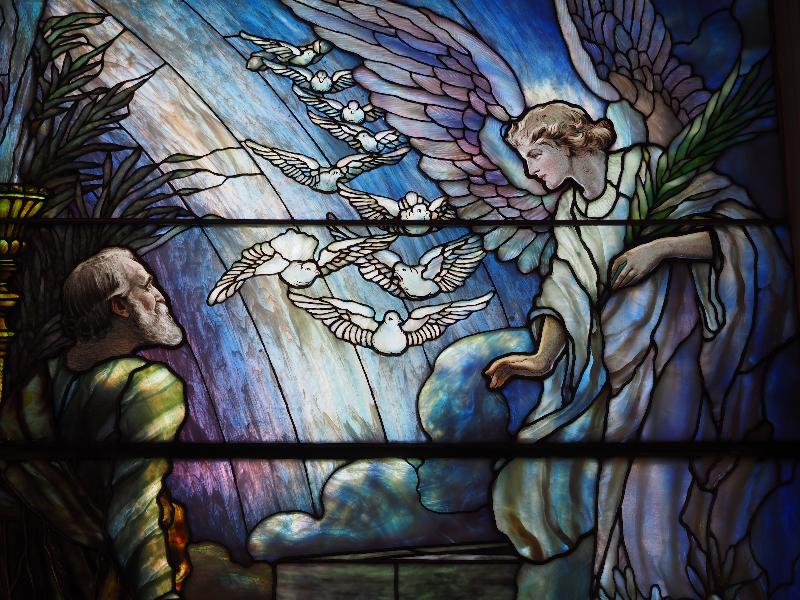 Utica, New York (NY): Tompkins Memorial Chapel (Masonic Care Community): Return of the Soul, detail (1911, Tiffany Studios)