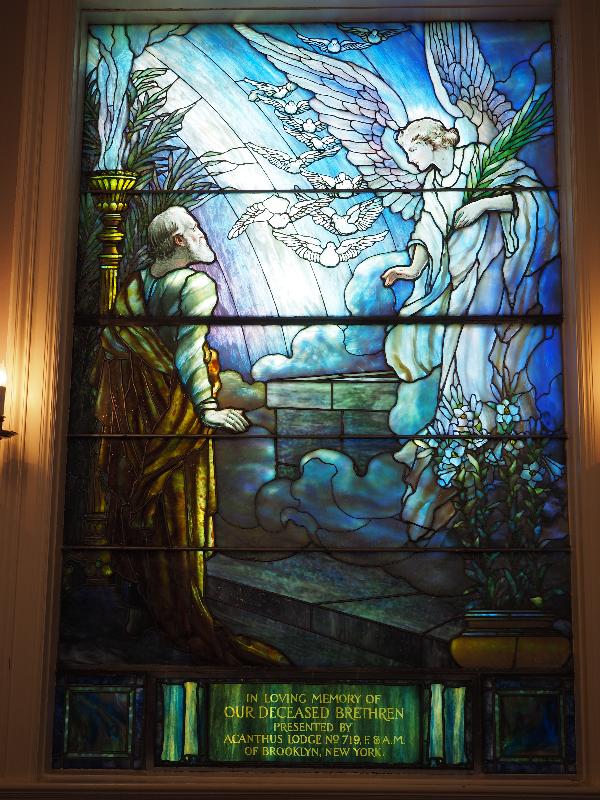 Utica, New York (NY): Tompkins Memorial Chapel (Masonic Care Community): Return of the Soul (1911, Tiffany Studios)