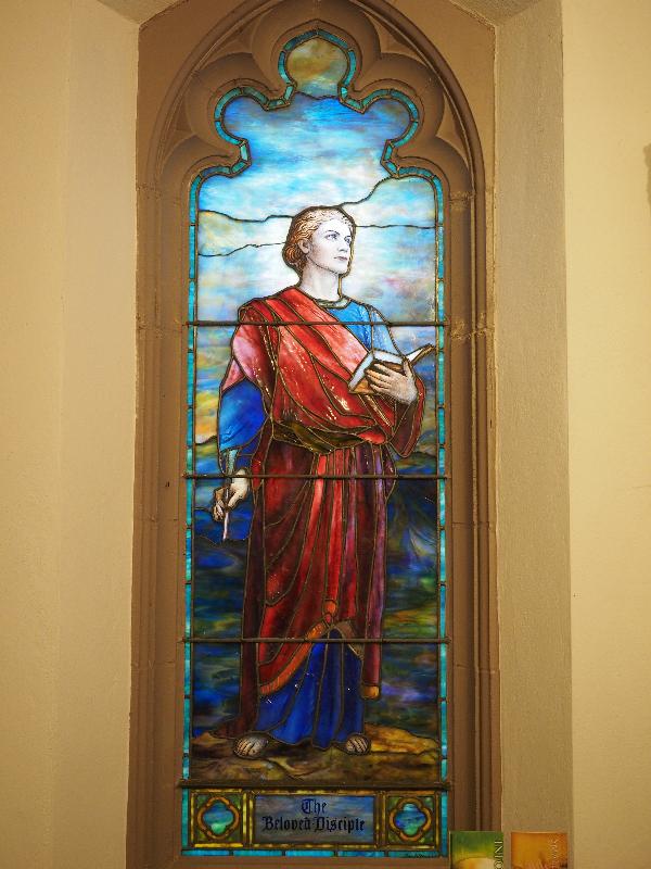 East Aurora, New York (NY): Baker Memorial United Methodist Church: St John (1928, Tiffany Studios)
