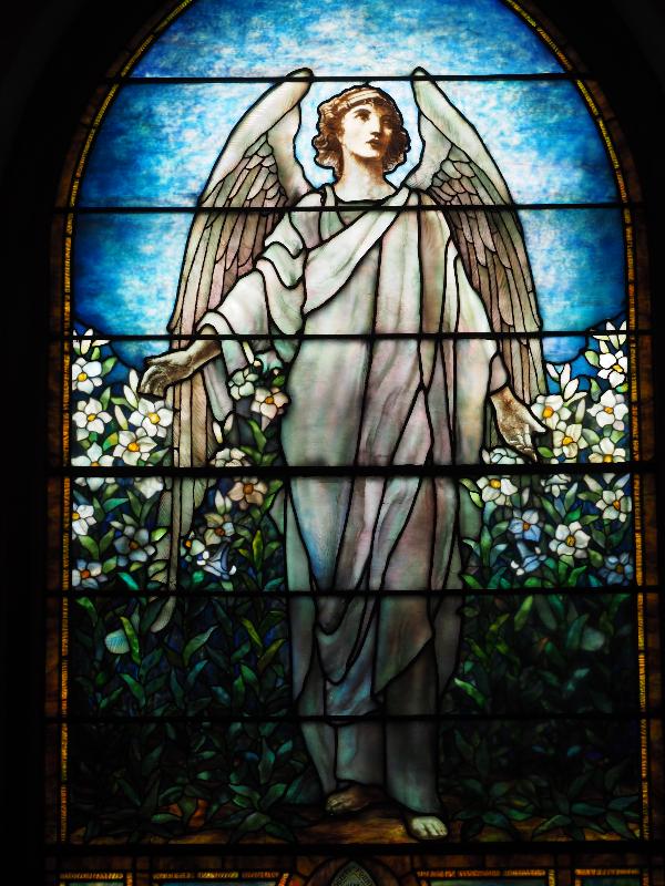 Hornell, New York (NY): Christ Episcopal Church: Resurrection Angel (1909, Tiffany Studios)