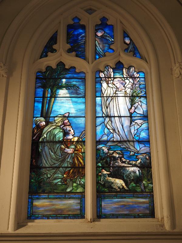Corning, New York (NY): Christ Episcopal Church: Annunciation to the Shepherds (1910, Tiffany Studios)