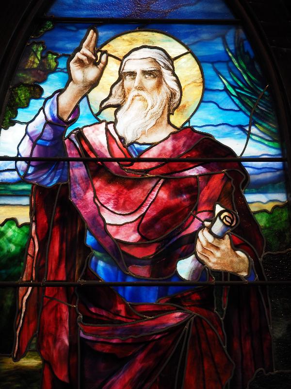 Horseheads, New York (NY): First Presbyterian Church: Moses window, Moses (1905, David and Helen Maitland Armstrong)