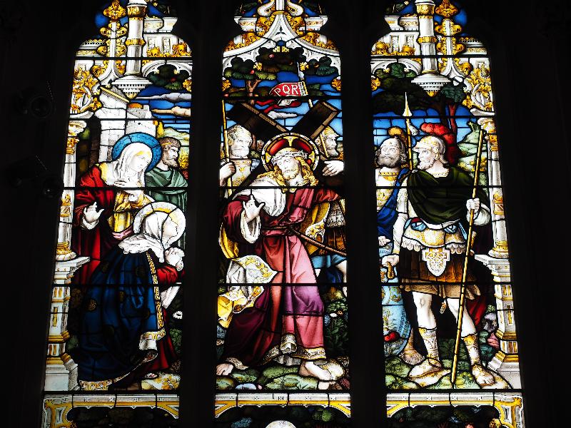 Cambridge, England: Corpus Christi College: Christ with the Cross, detail (19th century)